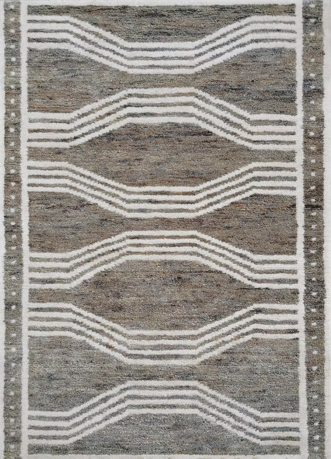 Hand Tufted Wool Rug Geometric Diamond Tribal Area Rug Modern Entryway Office
