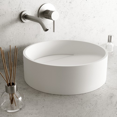 Vigo VG04018 Starr 15" L x 15" W x 5" H Circular Stone Composite - White - Picture 9 of 9