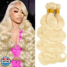 613 Bundles Human Hair 12 14 16 Inch Blonde Body Wave Bundles 100% Unprocesse
