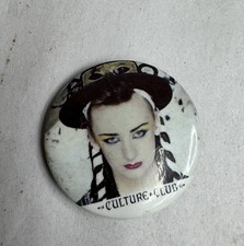Vintage 1983 CULTURE CLUB badge Boy George button Karma Chameleon licensed pin