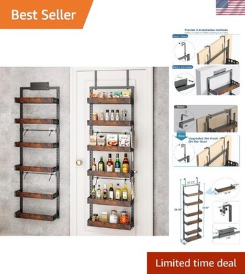 6-Tier Over the Door Pantry Organizer, 2-in-1 Door Hanging or Wall Mounted Sp...