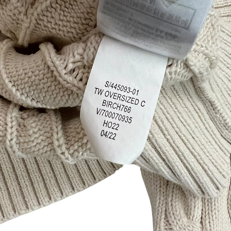 Suéter Pescador Gap Teen Tejido con Cable Gran Tamaño Crema 18/20 XL Algodón Orgánico Foto 4 de 4