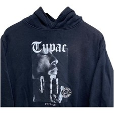 Cross Colours Tupac Shakur Hoodie Mens Small Black Graphic Rap Sweatshirt S