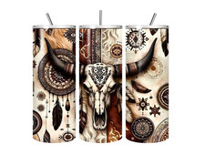 20 oz Western Stainless Steel Tumbler with Lid, Straw - Cowboy