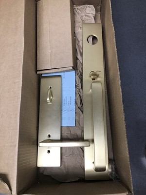 Emtek 4819HLOUS4LH Left Handed Keyed Entry Set with Helios Lever - Satin Brass