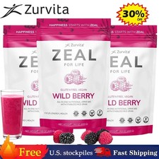 4 Pack Sale Zurvita Zeal for Life Energy/Health Drink - Wild Berry GLUTEN FREE