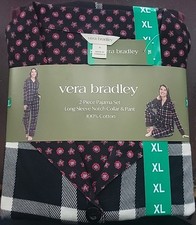 Vera Bradley Women  s Plus 2 Piece Pajama Set 100 Cotton Long Sleeve  Pants XL