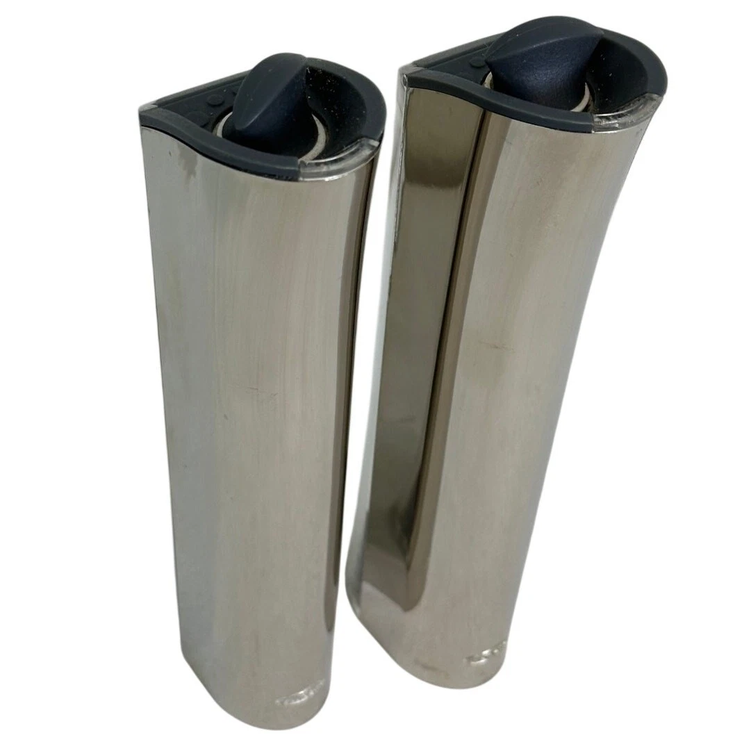 Trudeau Electric Salt & Pepper Grinders Set 8'' Polished Chrome Acrylic