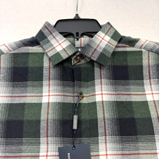 Hart Schaffner Marx Plaid Flannel Shirt Men  s M 100 Cotton Green Red NWT 150