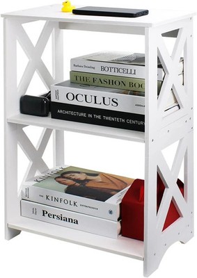 Lechay Small Side Table, White End Table Skinny Tables for Small Spaces Slim Nig