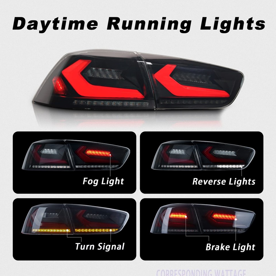 Archaic Tail lights Assembly Compatible for Mitsubishi Lancer EVO X(GSR ...