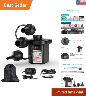 Versatile 110V AC/12V DC Electric Air Pump for Inflatables   Lightweight Design