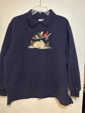 Vintage Christmas Holiday Sweater Pullover With Collar Granny Core Medium Petite