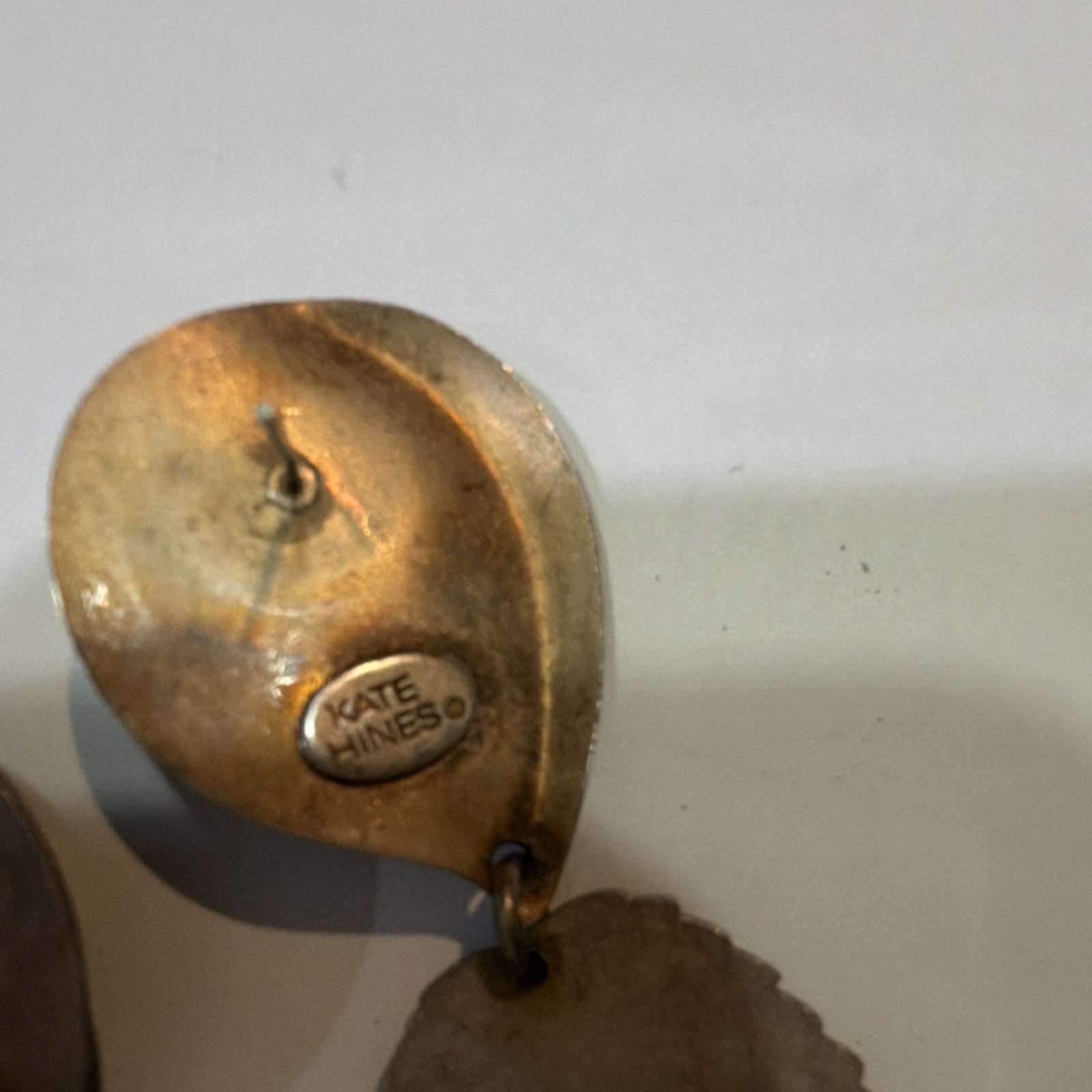 Vtg Kate Hines Statement Leaf Dangle Earrings Bla… - image 4