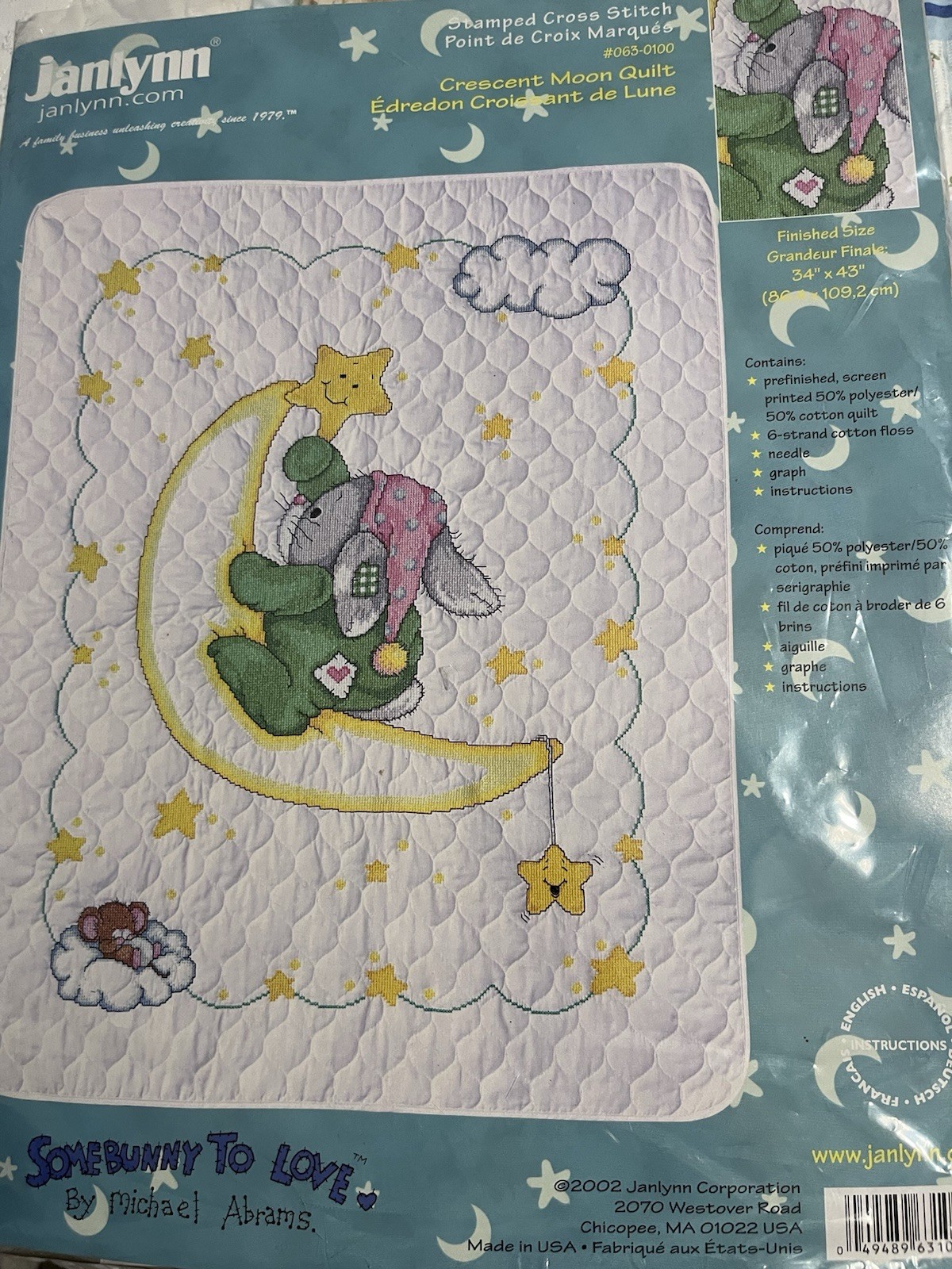Kit Crescent Moon Quilt 34&rdquo;x 43&rdquo; Baby Blanket Nos