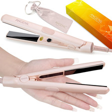 Ultra Mini Hair Straightener Flat Iron for Short Hair, 0.7 Inch Ceramic Dual Vol