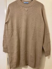 USED PRADA CASHMERE BLEND KNIT DRESS, 2022AW, TRIANGULAR LOGO, SIZE 40 GOOD