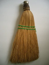 Vintage Wire Wrapped Straw Whisk Hand Broom Green Thread