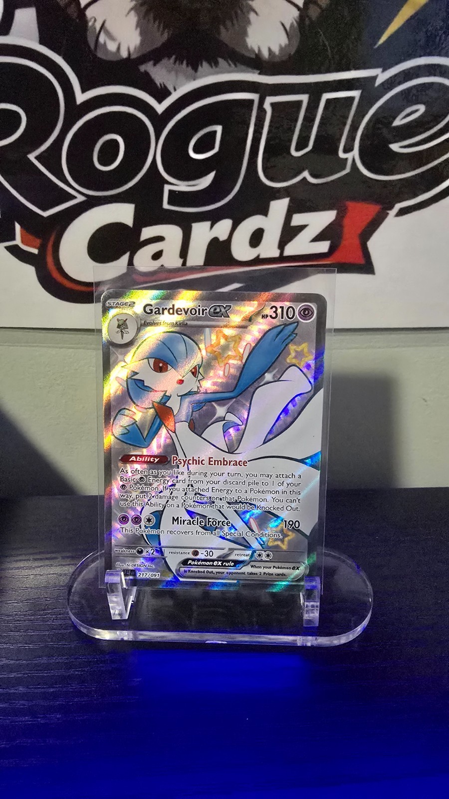 GARDEVOIR EX 217/091 SHINY ULTRA RARE PALDEAN FATES POKEMON NEAR MINT