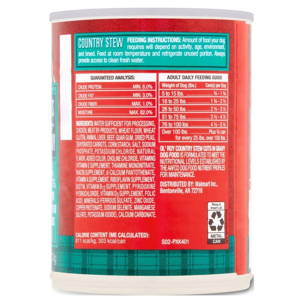 (6 pack) Ol' Roy Chicken Flavor Stew Wet Dog Food for Adult, 13.2 oz. Can