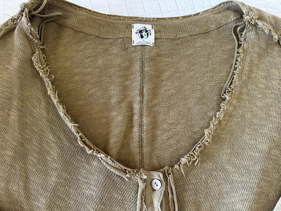 Cárdigan Free People Golden Road Care FP Cardi Botón Talla XL Costuras Crudas Cuadrado Foto 3 de 4