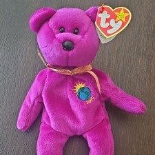 Ty Beanie Babies Millenium Bear 1999 Retired Original Purple Plush with Tags
