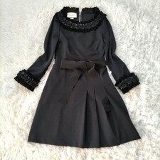 GUCCI Long Sleeve Nylon Jersey Dress Ribbon Detail Excellent Used
