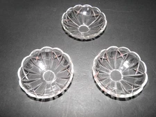 Set of 3, vintage crystal glass no holes, chandelier/wall sconce Bobeches. 4"