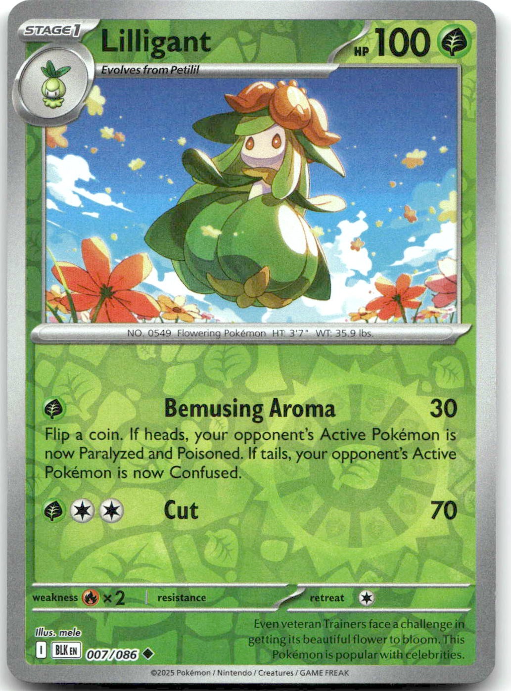 Pokemon Lilligant Black Bolt BLK #007/086 Uncommon Reverse Holo NM $SALE$!