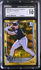 2025 Bowman Chrome Sapphire Agustin Ramirez RC #91 Gold Refractor /50 CGC 10