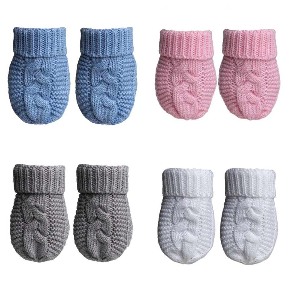 Zopfmuster Baby Fäustlinge warm Neugeborene Säuglinge Junge Mädchen Winterhandschuhe 0-12 Monate