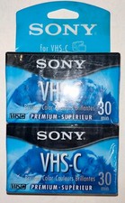 Sony VHS-C Premium 30 Minute Camcorder Tapes 2 Pack Sealed. Old Media 