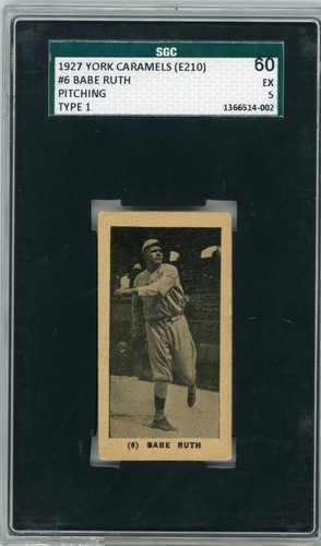 Babe Ruth #6 1927 E210 York Caramel Type 1 card