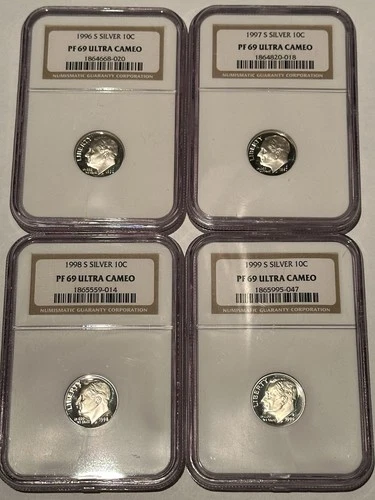 1996-1999-S NGC PR69 Ultra Cameo Roosevelt Dime 10C US Mint Silver Coin PF69