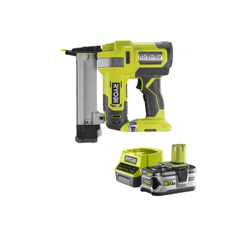 Agrafeuse à air comprimé 18V Ryobi force de frappe réglable et batterie 5.0Ah