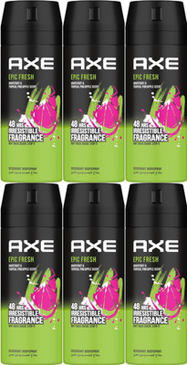Axe Epic Fresh Grapefruit & Tropical Pineapple Body Spray 4oz 150ml (Pack of 6)