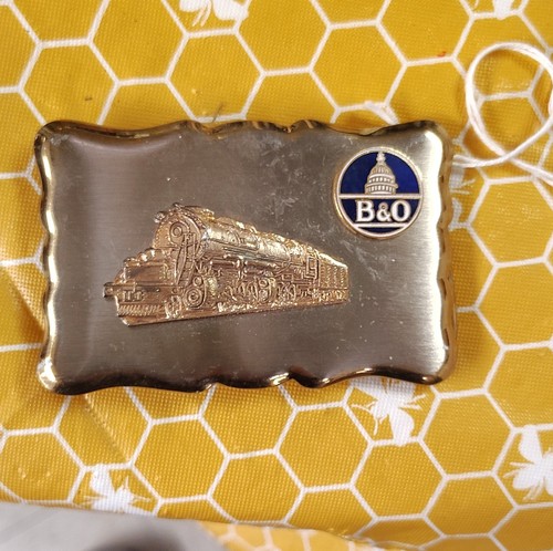 B&O Railroad Train Belt Buckle Silver Tone Collectible Railroadiana