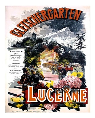 Vintage Luzern Reiseplakat Wandkunst Gletschergarten Design Urban Szen