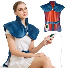 Weighted 25x37 XL Large Heating Pad For Pain Relief Neck Back and Shoulder Blue