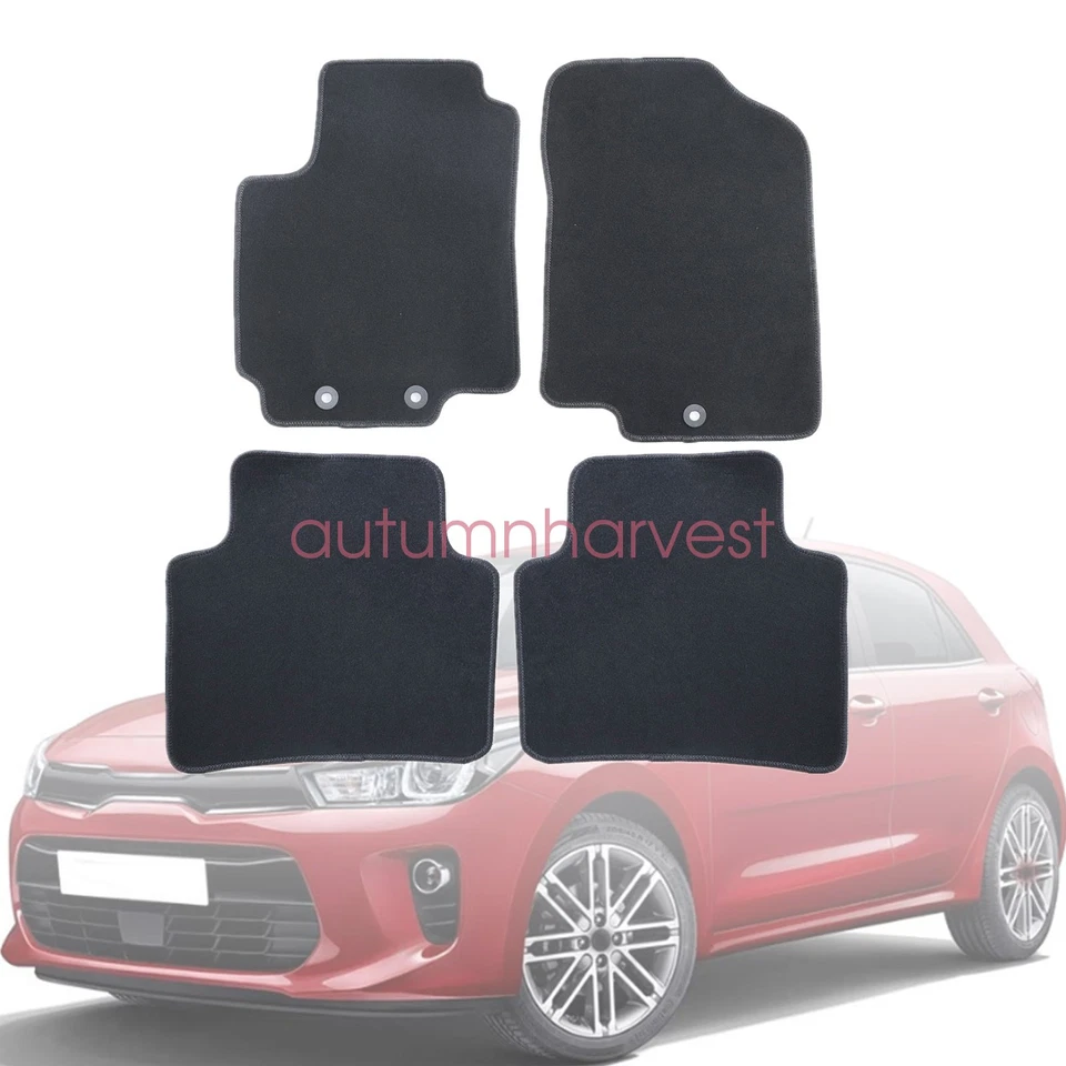 Alfombrillas de terciopelo delanteras y traseras negras 4 piezas nuevas para Kia Rio 2011-2017 Foto 2 de 4