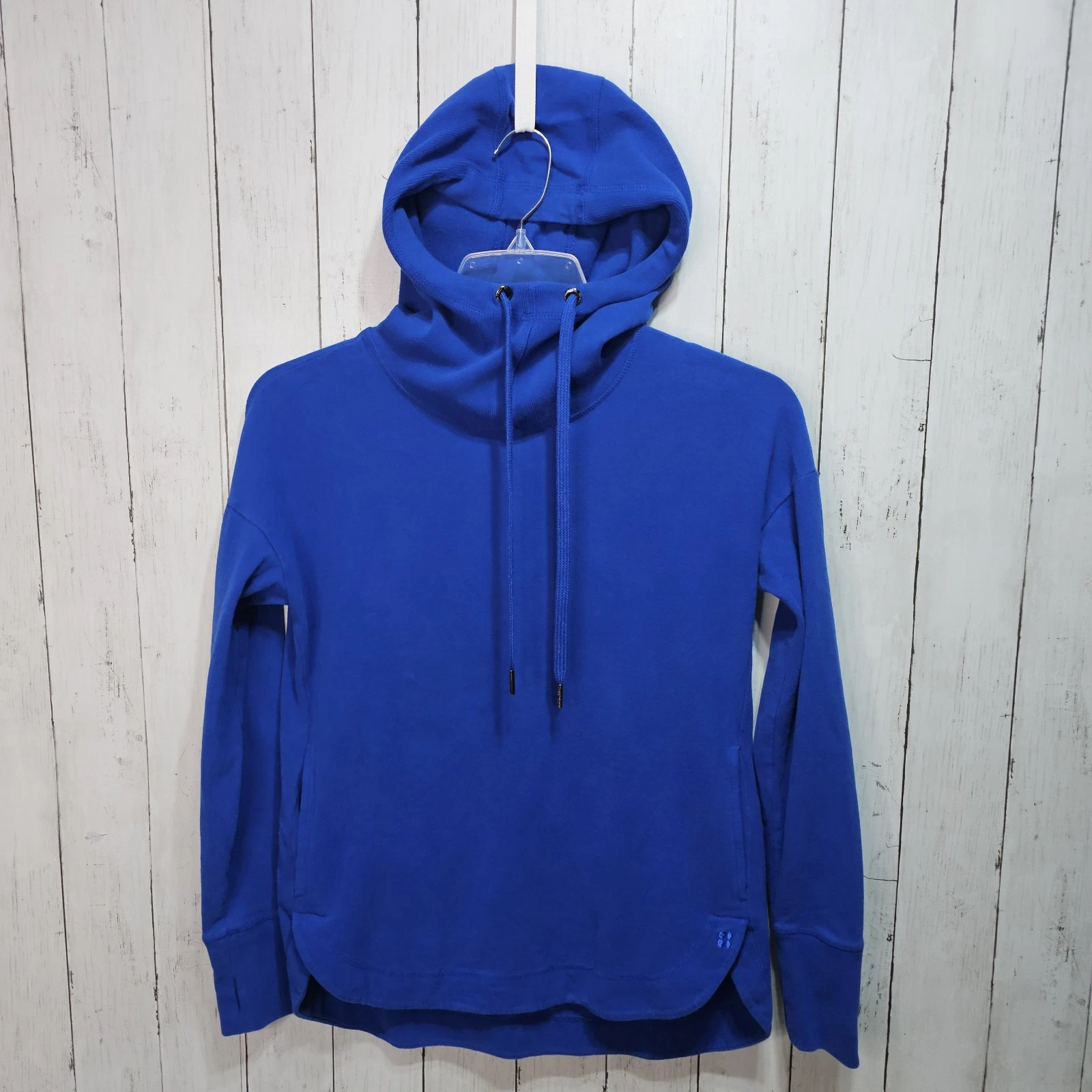 SWEATY BETTY Women's Escape Luxe Fleece Blue Hoodie Sweatshirt Size 4 MSRP $158