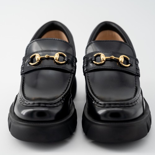size 40.5G - Gucci Horsebit Platform Lug Sole Black Leather Loafers - 第 2/10 張圖片