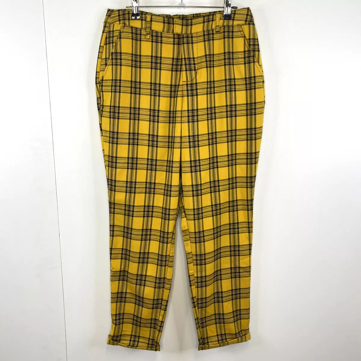 Hot Topic Yellow Plaid Pants Large Trousers Stretch Womens Punk Goth  Clueless