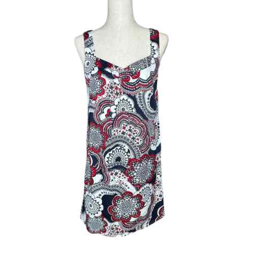 Ann Taylor LOFT Shift Dress Size 4 Paisley Print Red White Blue Sleeveless  - Picture 1 of 9