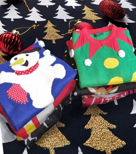 Christmas Jumper Green Xmas Elf Candy Cane Unisex Mens Ladies Sweater Dress Up - Picture 22 of 34