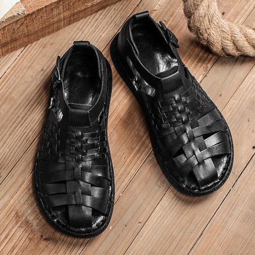 Sandali alti uomo pelle bovina coreana estate romana outdoor pelle scarpe da spiaggia - Foto 31 di 33