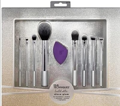 Real Techniques Disco Glam Limited Edition Makeup Brush Set (9 Piece) Sealed