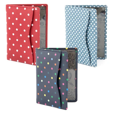 GENUINE LEATHER OYSTER CARD / TRAVEL PASS HOLDER WITH POLKA DOT PATTERN
