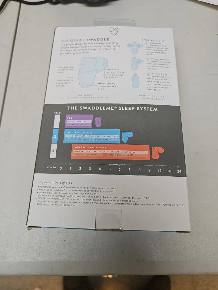 Paquete de 2 envolturas ajustables para bebé SwaddleMe de verano pequeñas/medianas 0-3 mos 7-14 lb Foto 3 de 4