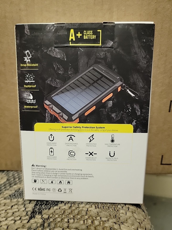 Feeke SolarChargerPowerBank 36800mAh Portable Charger,QC3.0 Deep Orange eBay